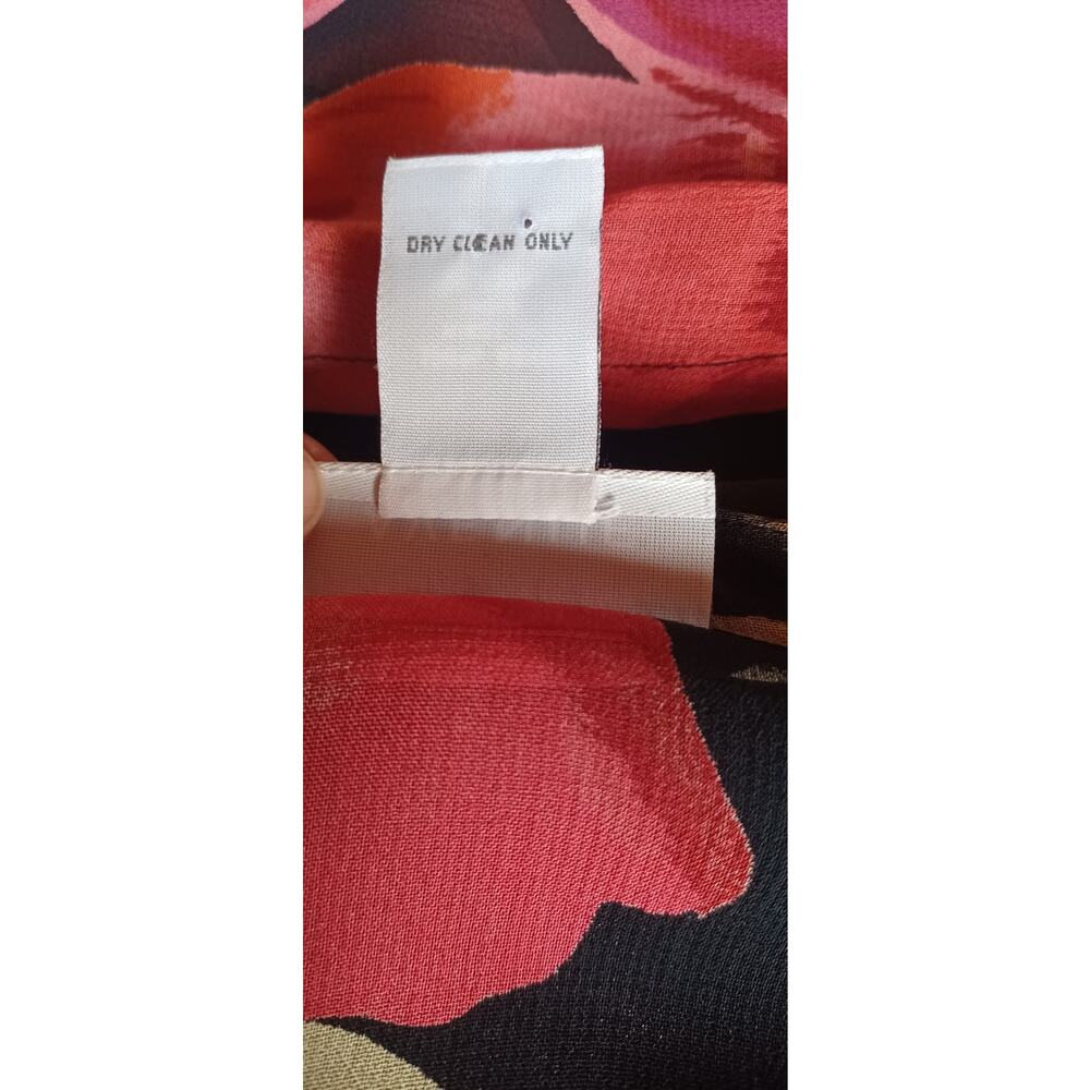 Avenue Plus Size 18/20 Sheer Black Orange Floral Button Front Maxi Duster Dress - Picture 6 of 11